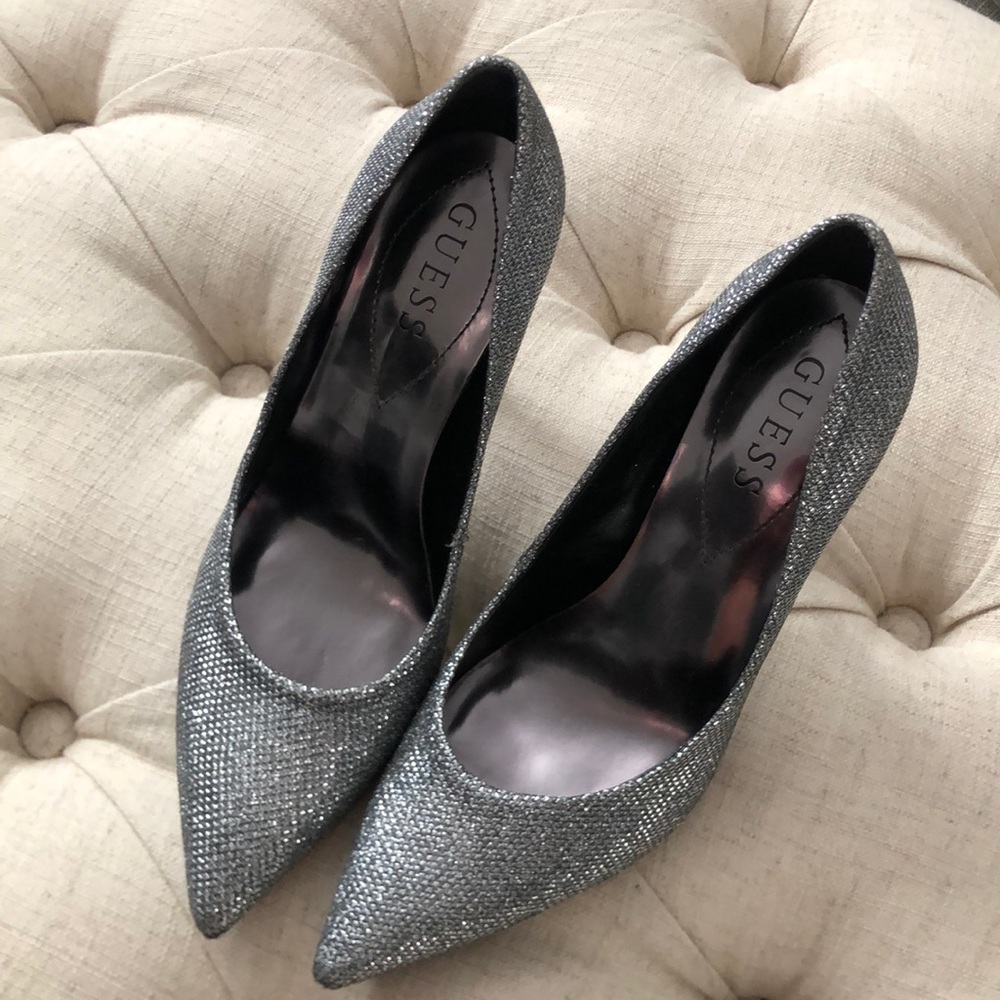 Sparkly Silver GUESS Heels